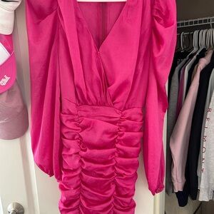 Elegant Pink Ruched Dress